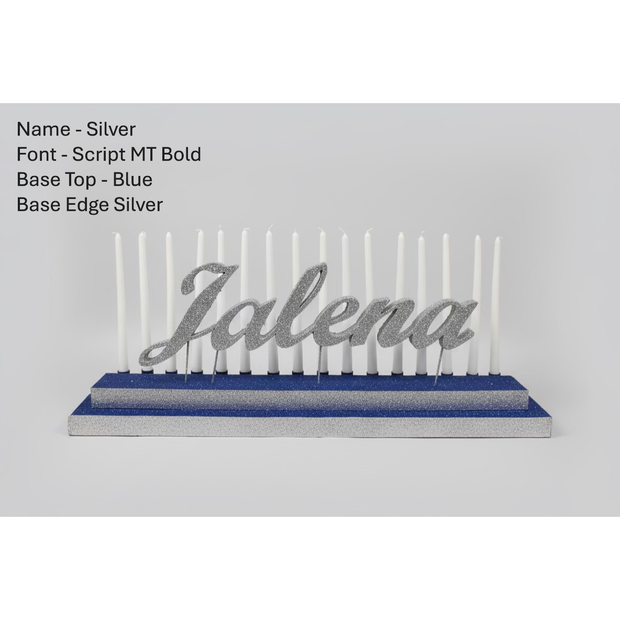 Candle Lighting Display- Joined Letters Font Script MT Bold