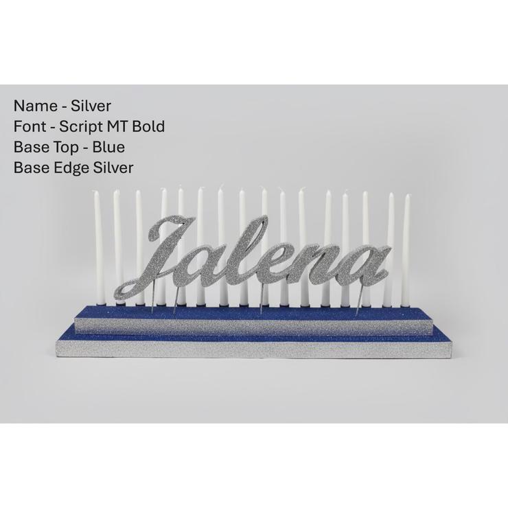 Candle Lighting Display- Joined Letters Font Script MT Bold