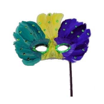 Feathered Mask on a Stick